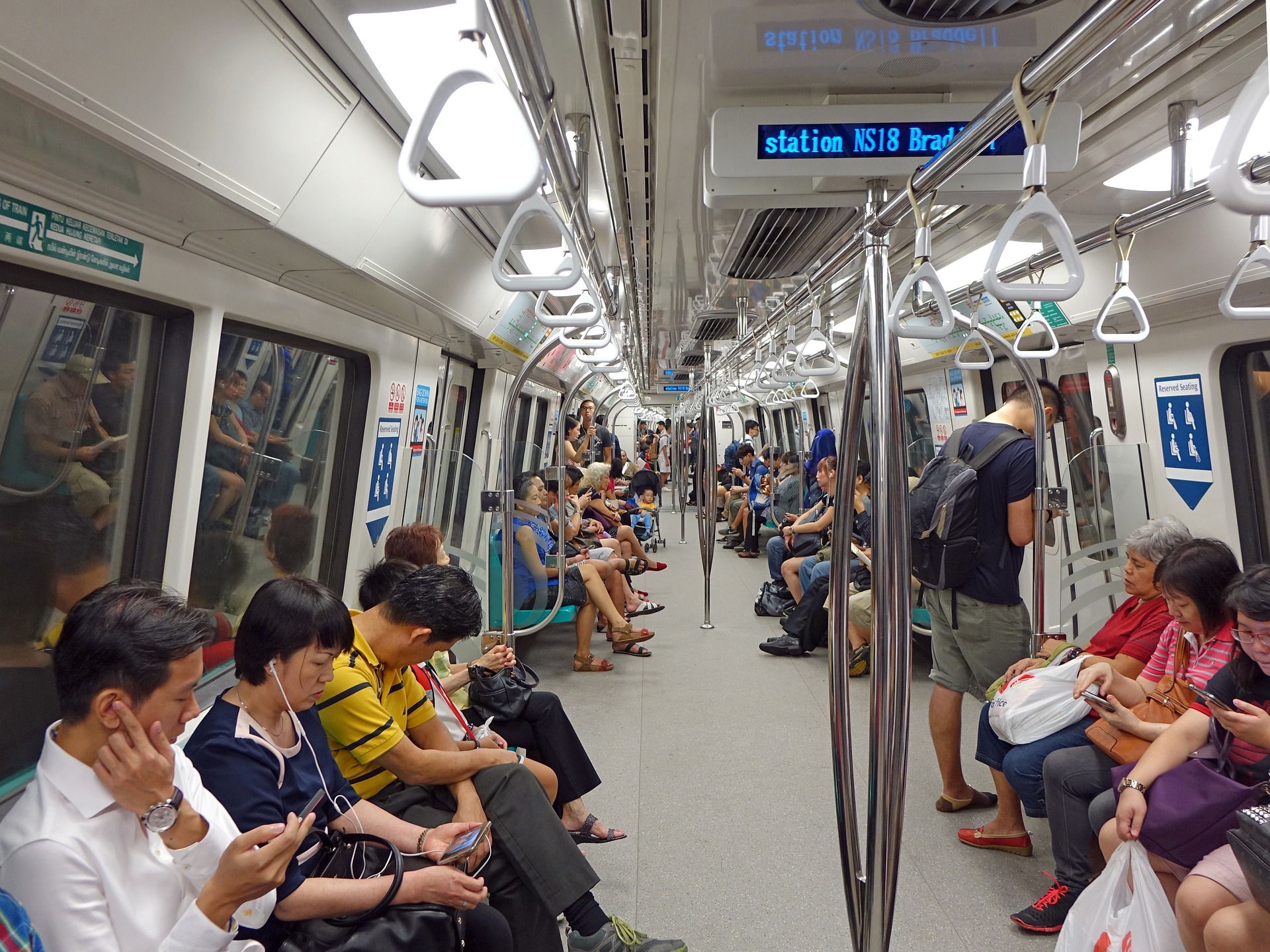 Commuters in mrt train